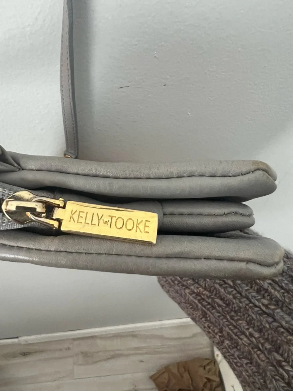 Kelly Tooke Gray Leather Crossbody Bag